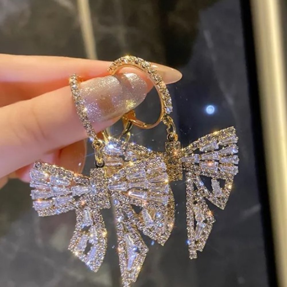 Bow Knot Rhinestones Women's Drop Earrings